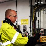 Smart Electrics founder undertaking commercial electrical testing